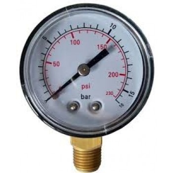 Manómetro Vertical 1/4  Para compressor 200 LBS